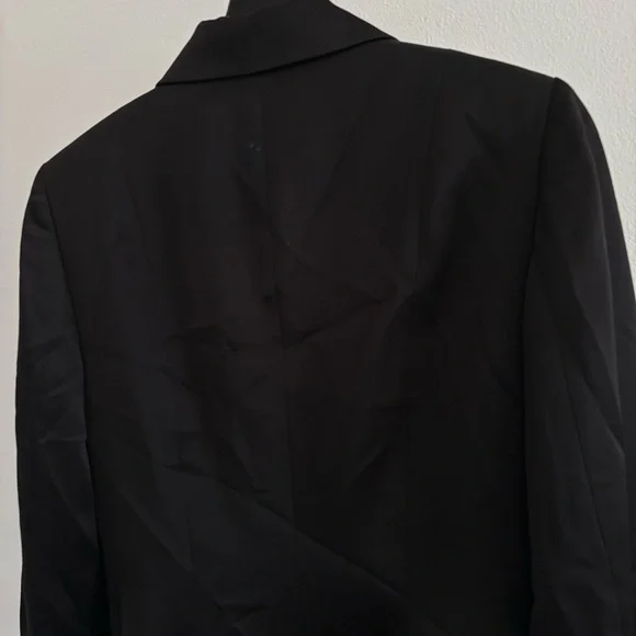 Black Satin Button Front Blazer Jacket Size 8 - Picture 9 of 14